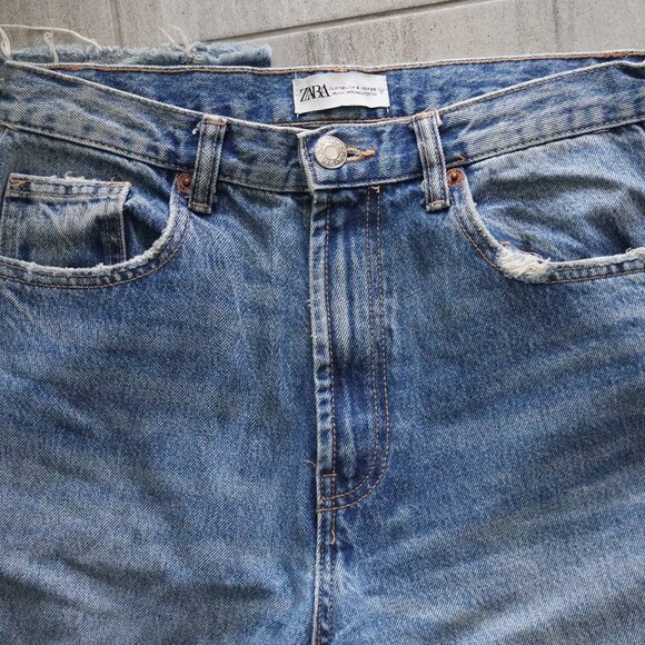 ZARA Blue Distressed Jeans – Size 4 - Picture 1 of 5